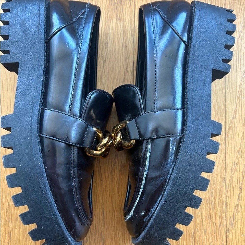 ZAR Chunky Chain Loafers Platform Lug Sole US 6.6 7-7. EU 37